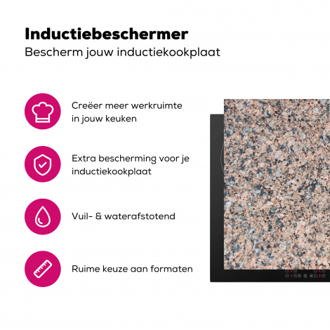 Inductiebeschermer - Graniet - Steen - Patroon - Design - Bruin - Grijs-3