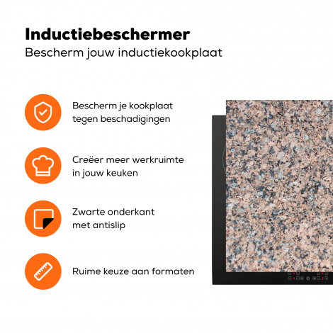 Inductiebeschermer - Graniet - Steen - Patroon - Design - Bruin - Grijs-3