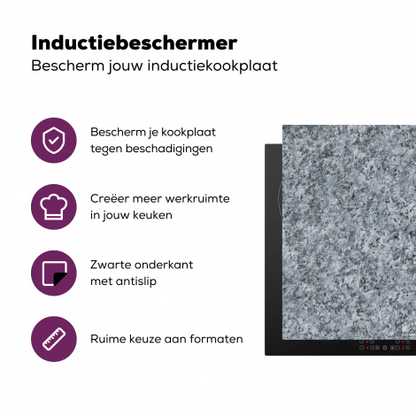 Inductiebeschermer - Graniet - Steen - Patroon - Design - Grijs-3