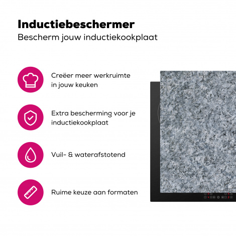 Inductiebeschermer - Graniet - Steen - Patroon - Design - Grijs-3