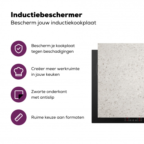 Inductiebeschermer - Graniet - Grijs - Patroon - Design - Wit-3