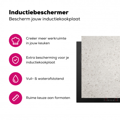 Inductiebeschermer - Graniet - Grijs - Patroon - Design - Wit-3