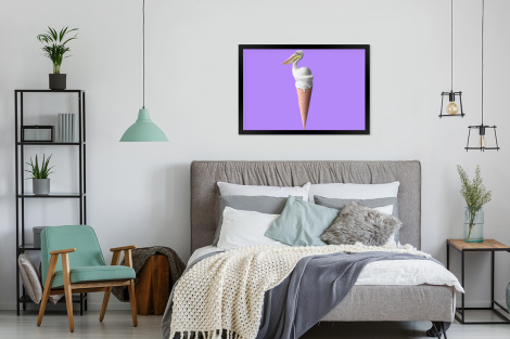 Poster met lijst - IJs - Vogel - Pelikaan - Wit - IJshoorntje - Liggend-4
