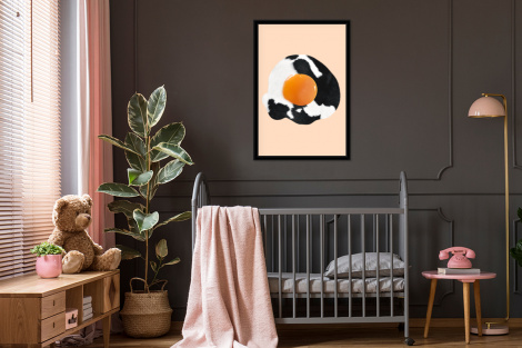 Poster met lijst - Ei - Eten - Koeienprint - Koe - Dieren - Staand-3