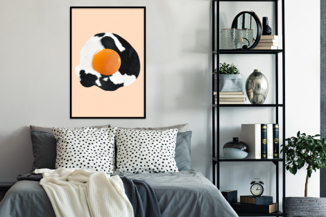 Poster met lijst - Ei - Eten - Koeienprint - Koe - Dieren - Staand-4