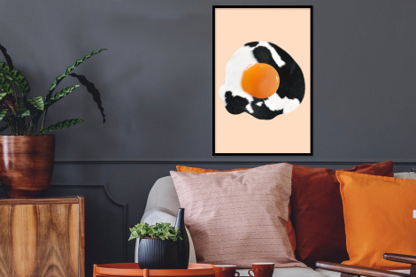 Poster met lijst - Ei - Eten - Koeienprint - Koe - Dieren - Staand-2