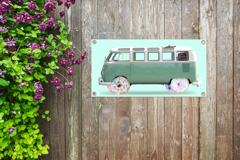 Tuinposter - Donuts - Busje - Auto - Groen - Liggend-thumbnail-4