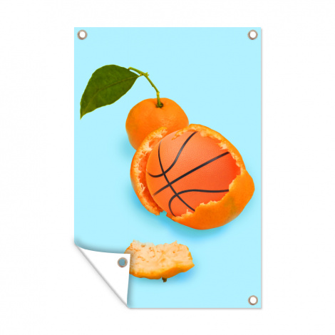 Tuinposter - Basketbal - Sinaasappel - Fruit - Oranje - Blad - Staand