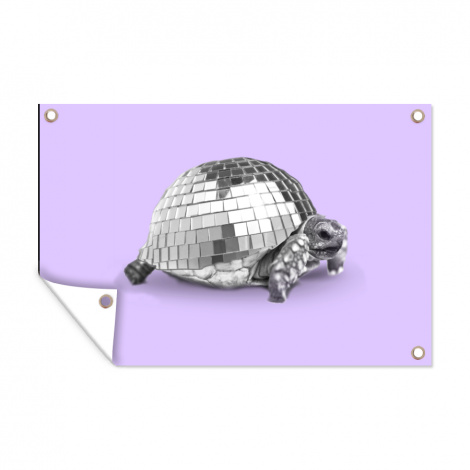Tuinposter - Schildpad - Discobal - Disco - Dier - Paars - Liggend-thumbnail-1