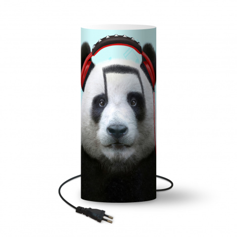 Kinderlamp - Panda - Koptelefoon - Dier - Muzieknoten - Rood-thumbnail-1