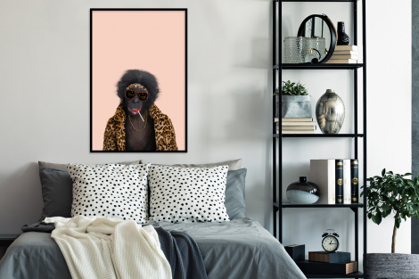 Poster met lijst - Aap - Dieren - Zonnebril - Panterprint - Lolly - Staand-4