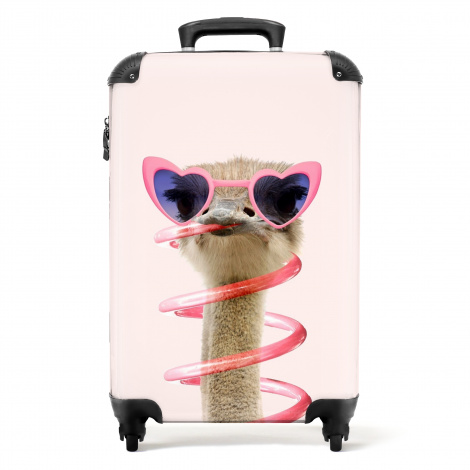 Koffer - Struisvogel roze zonnebril