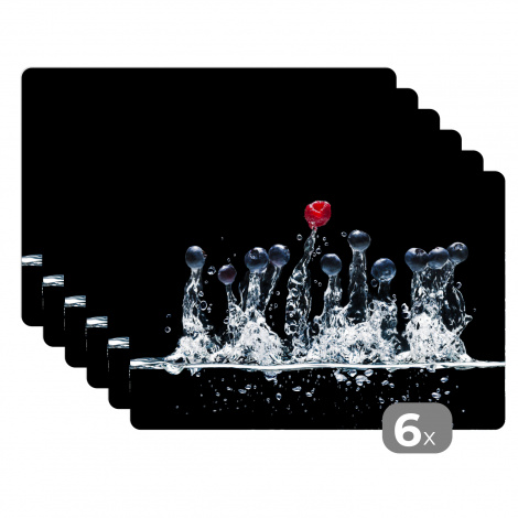 Premium placemats (6 stuks) - Framboos - Bessen - Water - 45x30 cm-1