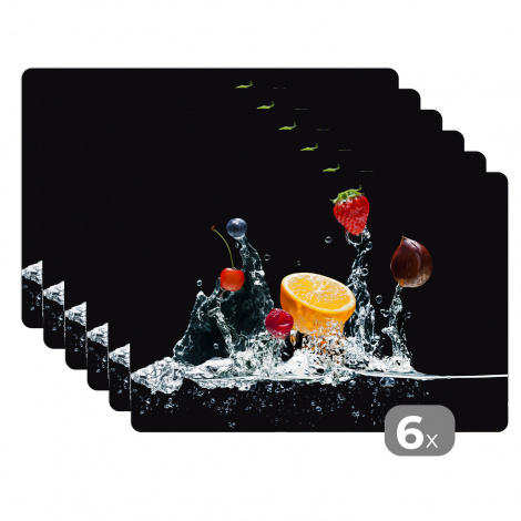 Tischset (6er Set) - Obst - Schwarz - Wasser - 45x30 cm-1