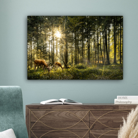 Canvas schilderij - Hert - Natuur - Bos-4