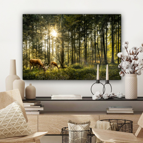 Canvas schilderij - Hert - Natuur - Bos-3