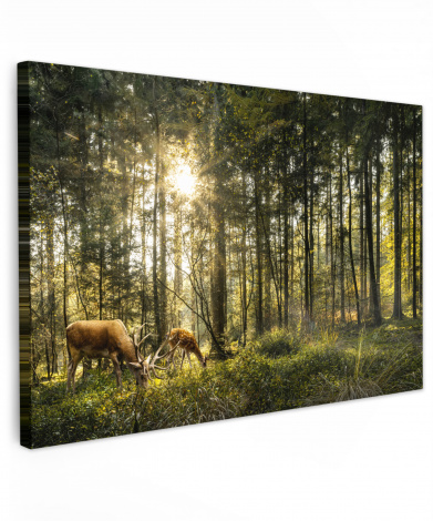Canvas schilderij - Hert - Natuur - Bos