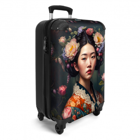 Koffer - Vrouw - Bloemen - Kimono - Portret - Asian-2