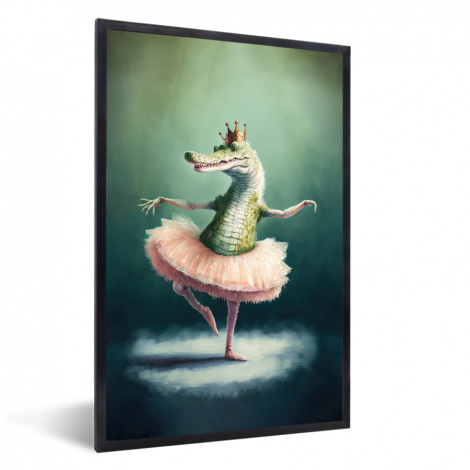 Poster met lijst - Krokodil - Kroon - Goud - Ballet - Portret - Staand-thumbnail-1