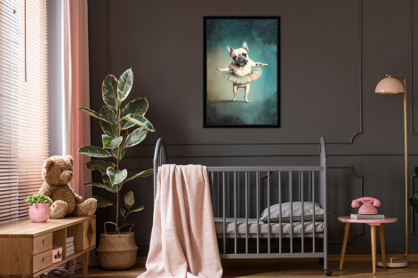 Poster met lijst - Hond - Tutu - Ballet - Abstract - Portret - Staand-3