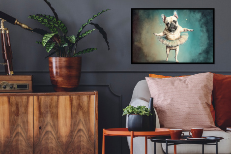 Poster met lijst - Hond - Tutu - Ballet - Abstract - Portret - Liggend-2