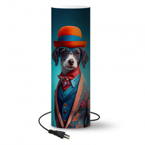 Kinderlamp - Hond - Colbert - Bloemen - Portret - Blauw-1