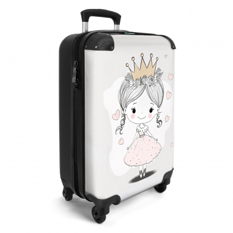 Koffer - Prinses met kroon en roze hartjes-2