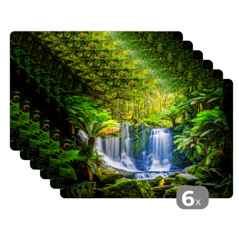 Premium placemats (6 stuks) - Jungle - Waterval - Australië - 45x30 cm-1
