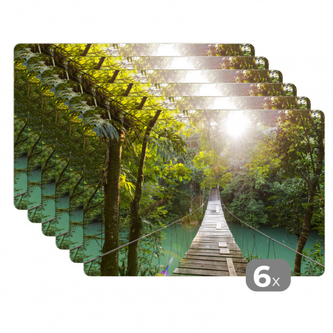 Premium placemats (6 stuks) - Jungle - Water - Brug - 45x30 cm-thumbnail-1