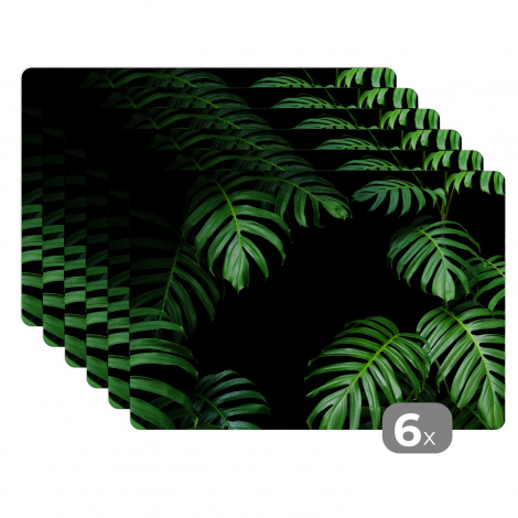 Premium placemats (6 stuks) - Jungle - Planten - Monstera - 45x30 cm