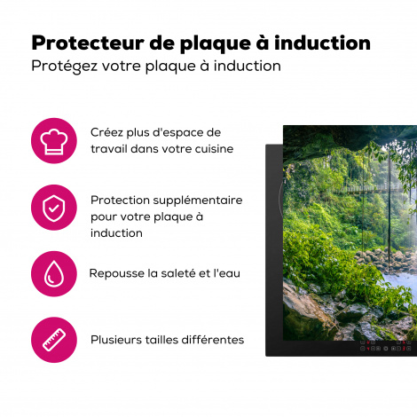 Protège-plaque à induction - Jungle - Forêt tropicale - Eau - Chute d'eau - Plantes-3