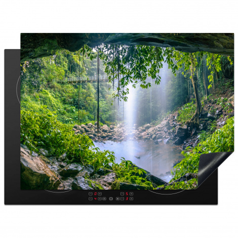 Herdabdeckplatte - Dschungel - Regenwald - Wasser - Wasserfall - Pflanzen