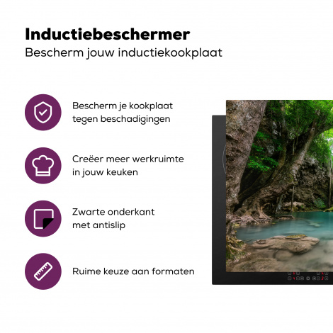 Inductiebeschermer - Jungle - Waterval - Planten - Water - Natuur-3