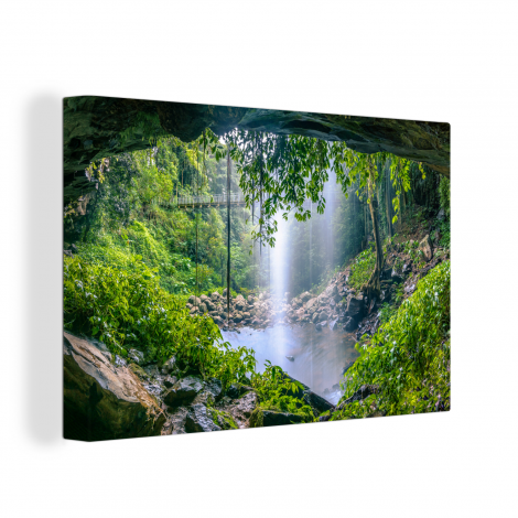 Leinwand - Foto des Regenwaldes mit Wasserfall-1