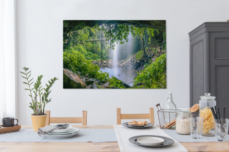 Canvas - Foto van regenwoud met waterval-4