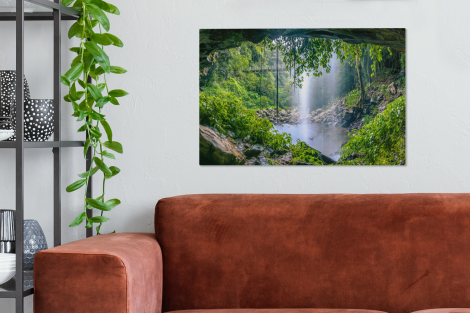 Canvas schilderij - Foto van regenwoud met waterval-2