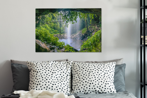 Canvas - Foto van regenwoud met waterval-thumbnail-3