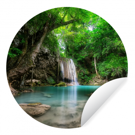 Behangcirkel - Jungle - Waterval - Planten - Water - Natuur