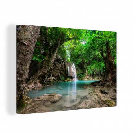Canvas - Erawan Waterval in jungle Thailand foto-thumbnail-1