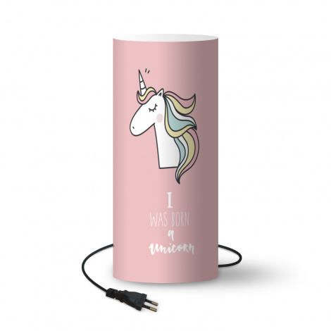 Kinderlamp - Unicorn - Quotes - Roze - I was born a unicorn - Meisjes - Kind