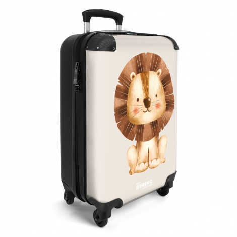 Koffer - Leeuw illustratie met beige achtergrond-2