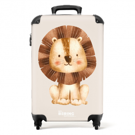 Koffer - Leeuw illustratie met beige achtergrond