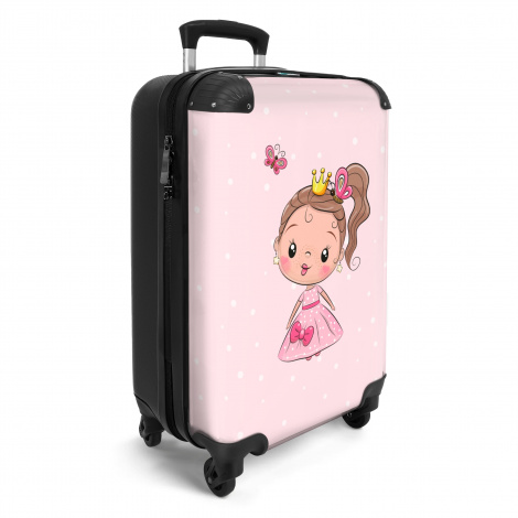 Koffer - Prinses - Meisjes - Roze - Stippen - Pastel - Vlinder-2