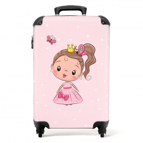 Koffer - Prinses - Meisjes - Roze - Stippen - Pastel - Vlinder