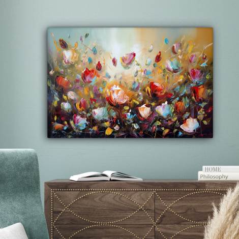 Canvas schilderij - Bloemen - Kunst - Natuur - Olieverf-4