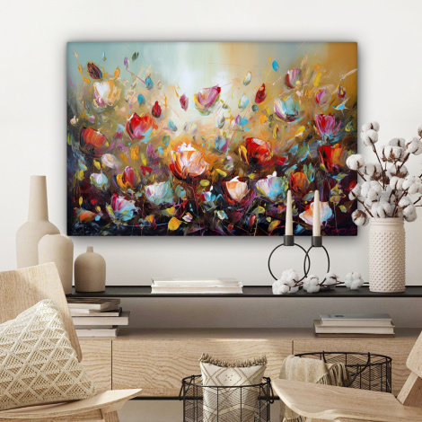 Canvas schilderij - Bloemen - Kunst - Natuur - Olieverf-3