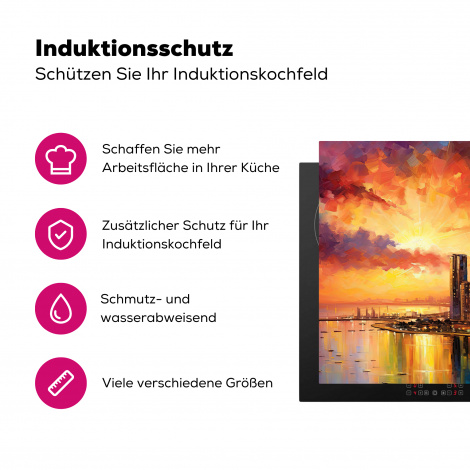 Herdabdeckplatte - Weltstadt - Mumbai - Sonnenuntergang - Kunst-3