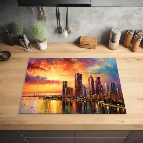 Inductiebeschermer - Wereldstad - Mumbai - Zonsondergang - Kunst-2