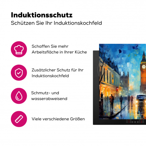 Herdabdeckplatte - London - Big Ben - Uhrenturm - Stadt - Kunst-3