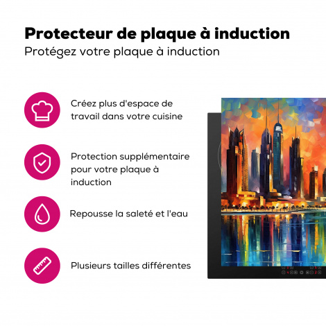 Protège-plaque à induction - Ville mondiale - Dubaï - Coucher de soleil - Architecture-3
